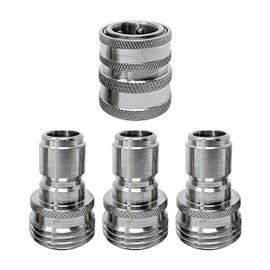 MTM Hydro Pressure Washer Adapter Set for Garden Hose 4 Piece 3/4” Quick Connect Fittings Kit, Stainless Steel High Pressure Couplings and Connectors, 1x3