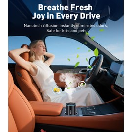 Smart Car Air Freshener, Car Air Freshener Diffuser with Starry Sky Projection and 50ml Perfume, Auto On/Off Intelligent, 3 Mode Adjustable Rechargeable Aroma Diffuser, Cologne