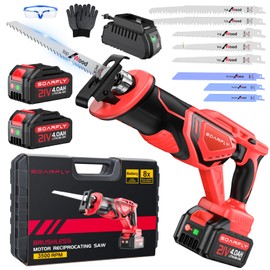Cordless Reciprocating Saw 21V Brushless Motor with 2x4.0Ah Batteries, 3500 SPM High-Speed Cutting, 8 Premium Blades for Wood, Metal, PVC Pipe, Lightweight & Professional Power Tool