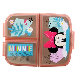 ILS I LOVE SHOPPING School Lunch Box with 3 Compartments Plastic Lunch Box Kids Lunch Box - BPA Free for Minnie Mouse