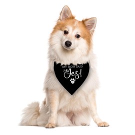 My Mom Said Yes Bandana, Black Dog Bandana, Wedding Dog Bandanas, Dogs Engagement Bandana, Pet Triangle Scarf for Small Medium Large Dogs (D53)