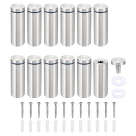 PATIKIL 1 x 2.8 inch Sign Standoff Screws, 12 Set Stainless Steel Wall Standoff Mounting Hardware Advertising Glass Nail for Hanging Acrylic Picture Frame Acrylic Panel, Silver