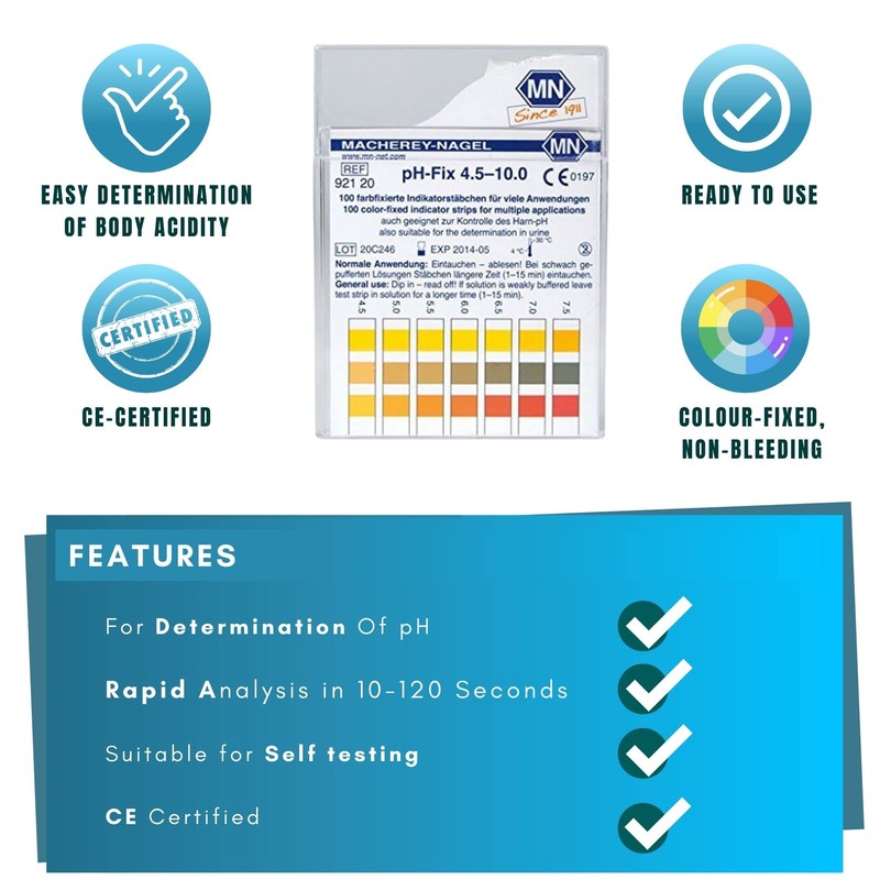 Camlab 1138924 pH-Fix indicator paper test strips, pH 4.5-10.0 with