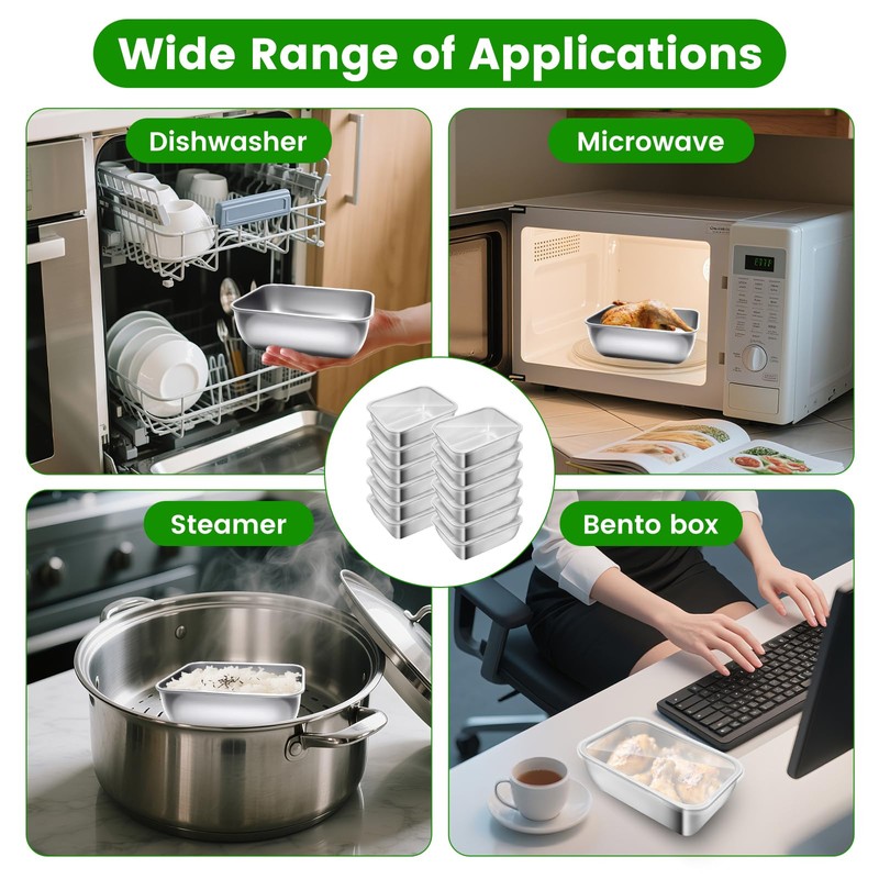 Ayzylpth 12 Pcs Airtight Stainless Steel Food Storage Containers with