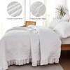 WINLIFE Bright White Ruffled Quilt Set 3pcs Queen 90''x98'' -