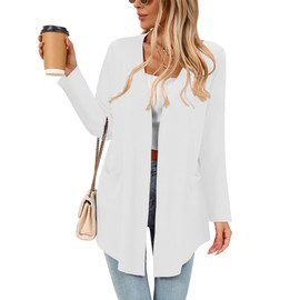 Ylhystrical Lightweight Cardigan for Women White 3X-Large Drape Shrugs Open Front Long Sleeve Lightweight Casual Soft Jacket Drape Cover Ups Spring Summer Shawl Kimono Wraps with Pockets