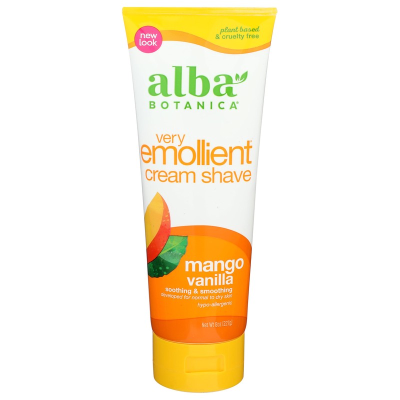 Alba Botanica Very Emollient Cream Shave, Mango Vanilla, 8 Oz