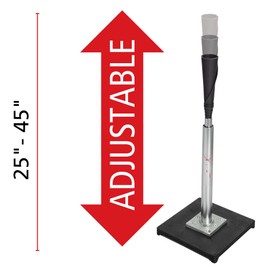 Web Flex® Adjustable Batting Tee for Baseball & Softball, Ultra-Flexible Rubber Top with Adjustable Telescoping Aluminum Stem (25"-45"), Durable Steel Base, Portable & Easy Setup Training Tee Silver