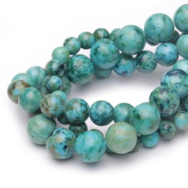 Chicager 6mm Natural Stone Beads for Jewelry Making,Blue Imperial Turquoise Polished Smooth Round Gemstone Beads for Bracelet Necklace 15 Inch