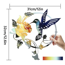MEIYIFAN Metal Wall Decoration, Bird Decoration, Hummingbird Animal 3D Wall Pictures, for Gift, Indoor, Outdoor, Garden, Home Decoration (31 x 32 cm) (Blue)