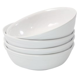 TP 4-Pc 7'' Meal Bowls Set, Service for 4, 28 Ounce Melamine Large Pasta Bowls, Durable Serving Bowls Compact Stack Bowl Set, White