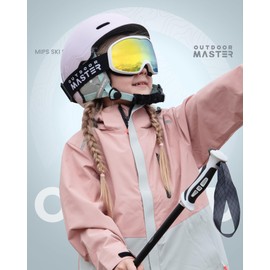 OutdoorMaster Owl Snowboarding Goggles For Glasses OTG Kids UV Protection Anti Fog Ski Goggles(White Frame+VLT 12% Revo Gold)