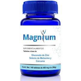 Selenio de Metionina, Gluconato de Zinc, Curcuma 140 Tabletas Magnium