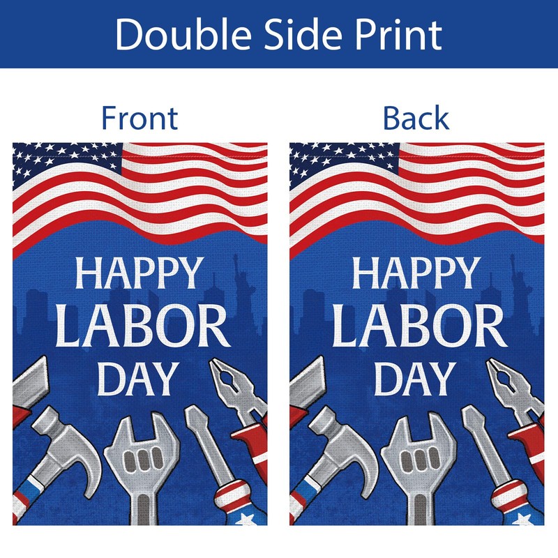 Wodison Happy Labor Day Garden Flag 12 x 18 Inch