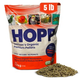 Harrison's Bird Foods HOPP Premium Pellets – Organic, Nutritionally Balanced Food for Small to Medium Pet Birds, Cold-Pressed, Low Fat, Vet-Developed, 5LB