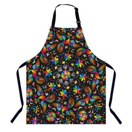 BGBDEIA Mexican Rainbow Pattern with Birds and Flowers Kitchen Apron for Women Men, Adjustable Apron Chef Bakers Apron Cooking Apron Cooking Baking Gardening