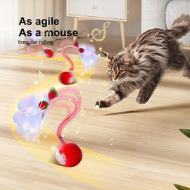 LEEHON Interactive Cat Toys Ball for Indoor Cats,2025 Newly Upgraded Agile Moving Cat Ball with Elastic Mesh Tail,Automatic Speedy Tail 2.0 cat Toys for Bored Indoor Adult Cats,Motion Activated