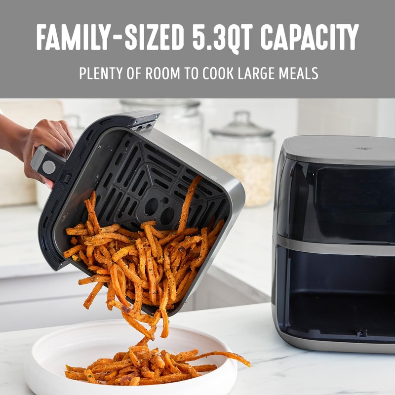 GreenLife Compact Electric Air Fryer Oven, 5.3 QT, PFAS-Free Ceramic