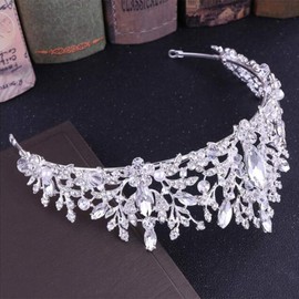 Anglacesmade Bridal Tiara Rhinestone Tiara Gem Crown Crystal Hair Crown Bridal Headband Princess Headpiece Wedding Hair Accessories for Women and Girls(Silver)