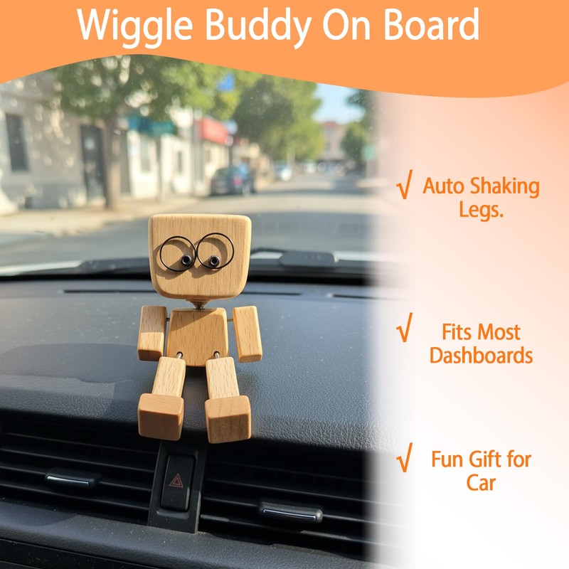 SurPse Shaking Wooden Man Figurine, Wooden Man with Wobbly Legs,