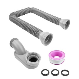 Vaticas Low Profile 1 1/2 P Trap Fit for Bath RV Bathtub, Flat P Trap Freestanding Tub Drain for Bath, Adjustable Flexible Tub Shower Drain