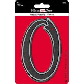 Hillman 845892 House Number 0, 6-Inch Reflective Silver, Black