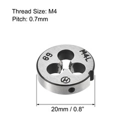 sourcing map M4 Metric Round Die, Machine Thread Left Hand Threading Die, Alloy Tool Steel Screw Thread Cutting Die