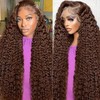 Chocolate Brown Deep Wave Lace Front Wigs Human Hair 13x6
