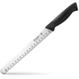 Humbee Chef Carving Knife 10-Inch with Granton Edge for Turkey Ham Meat Slicing and cutting NSF Certified DT-21 Series, Black