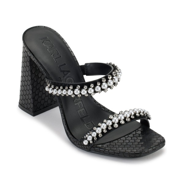 Karl Lagerfeld Paris Women's Rayan Embellished Block Heel Sandal Heeled,