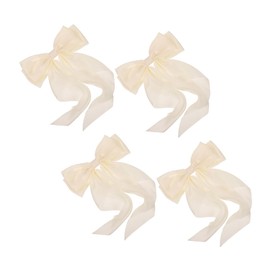 NOLITOY 4pcs Hair Bows Satin Bowknot Clips with Flowing Ribbon Design Smooth Fabric Barrettes for Summer Parties Birthdays and Casual Styling Accessories