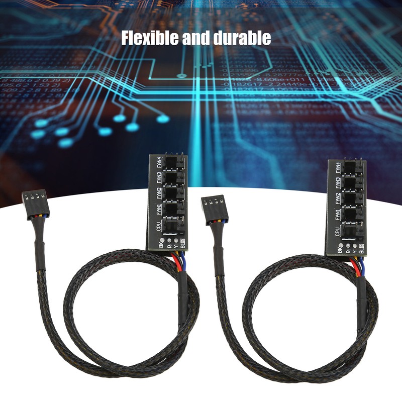 2Pcs PWM Fan Hub 5 Way 4Pin 13.8in Cable Length