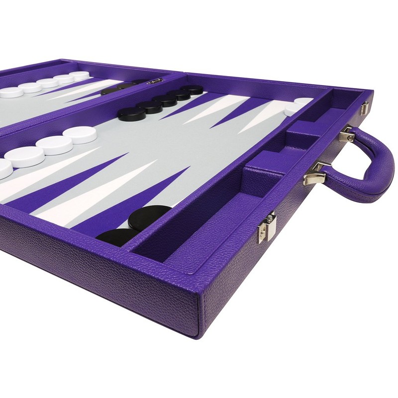 19-inch Premium Backgammon Set - Large Size - Purple Board