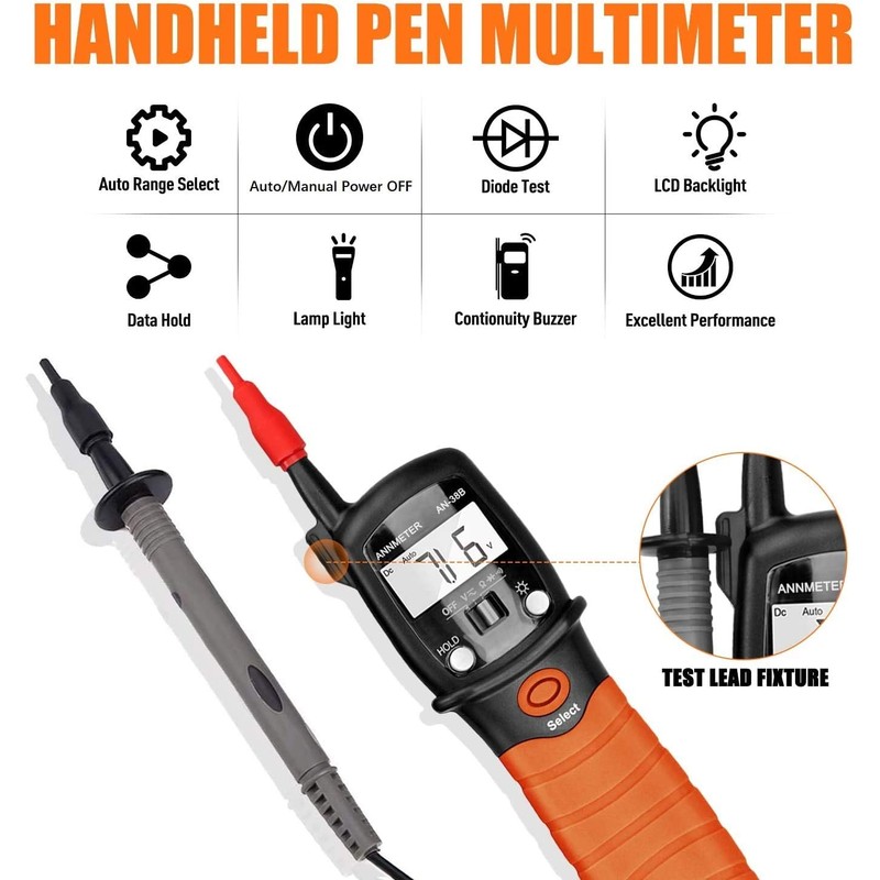 Pen Shape Multimeter - AC/DC Voltage 600V Tester, Resistance 20M