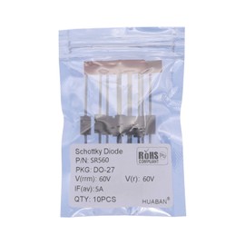 HUABAN Schottky SR560 (SB560) Barrier Rectifier Diodes 5A 60V DO-201AD (DO-27) Axial 5 Amp 60 Volt Pack of 10