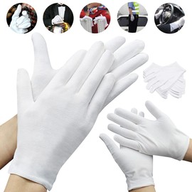[HUOFU] Thin Cotton Gloves, Cotton Gloves, Thin, White Gloves, Rough Hand, 100% Pure Cotton, Hand Care Gloves, Inner Smooth Gloves, Cloth, Work, Inspection, Cleaning, Housework, Driving, Sleeping, Dressing, Dry Skin, Quality Control, Women's, Breathable,
