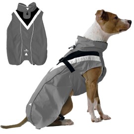 DOGOPAL Waterproof Dog Raincoat for Small and Large Dogs - Dog Raincoat with Reflective Strips - Waterproof Dog Coat, Rain Cover & Rain Jacket (Grey, L)