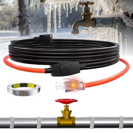 HEATIT Pipe Heating Cable with Thermostat Electric Heating Cable Automatic Heat Tape Pipe Freeze Protected Heated Cable 15 Feet