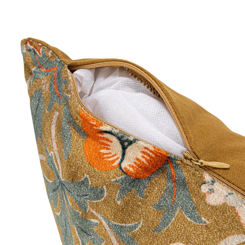 Creative Co-Op Cotton Velvet Birds and Flowers Lumbar Pillow, Multicolor