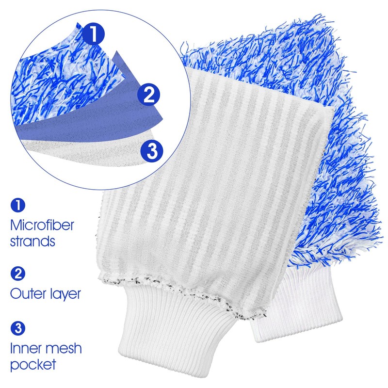 6 Pcs Microfiber Car Wash Mitt, Sponge Glove Wrapped in