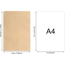 50Pcs 18x30cm Kraft Stand Up Food Bags, Zip Lock Reusable Packing Pouches Foil Lined with Tear Notch Thicken Heat Sealable, for Storing, Cookie, Snack Tea and Drinking (18 x 30 cm)