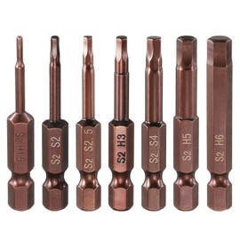 sourcing map 7pcs Hex Head Wrench Drill Bit 1.5/2/2.5/3/4/5/6mm Metric 1/4" Hex Shank 2"(50mm) Length S2 Steel Magnetic Impact Drivers Screwdriver Bit Industrial Grade Hexagon Drill Bits
