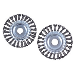 GIVIHGETI Set of 2 Round Brushes Diameter 125 x 22 mm for Angle Grinders, Braided Steel Brush, Disc Brush, Steel Brush with Braided Wire Bristles for Angle Grinders, Cleaning and Grinding