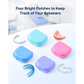 JMU Retainer Case with Vent Holes, 4 Pack Orthodontic Mouth Guard Cases Denture Case