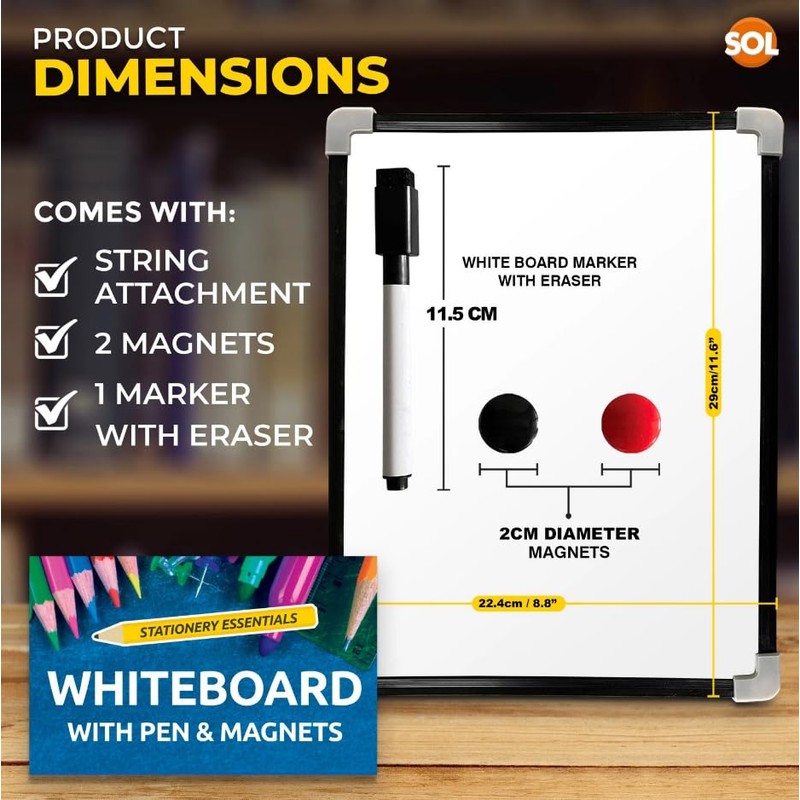 Orbitron A4 Dry Wipe Magnetic Mini Office Whiteboard Notice Memo