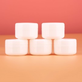Cream Case, 0.7 oz (20 g), Cream Container, Cosmetics, Refill Container, Small Divided Round Case, Storage Box for Small Items, Portable, Storage, Hot Springs, Travel, Business Trips, White, Pack of 5