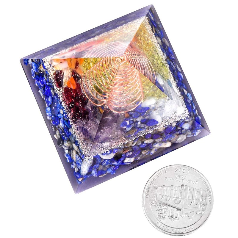 KYEYGWO Lapis Lazuli Energy Pyramid Gemstone with Copper Wire, Reiki