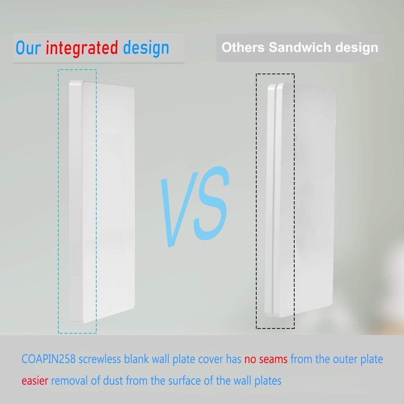 1-Gang Screwless Blank Wall Plate Cover Blank Switch Outlet Electrical