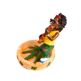 4.5" Small Rasta Jamaican Man Holding Bowl Polyresin Ashtray Decoration | #21