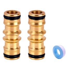 2 Garden Hose Connectors, 1/2 Inch Brass Hose Connector, Double Plug Quick Coupling Connections Two Way Coupling for Garden Home Tap (Black + Gold)